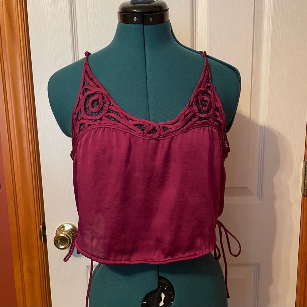 Free people purple satin camisole crop top size medium